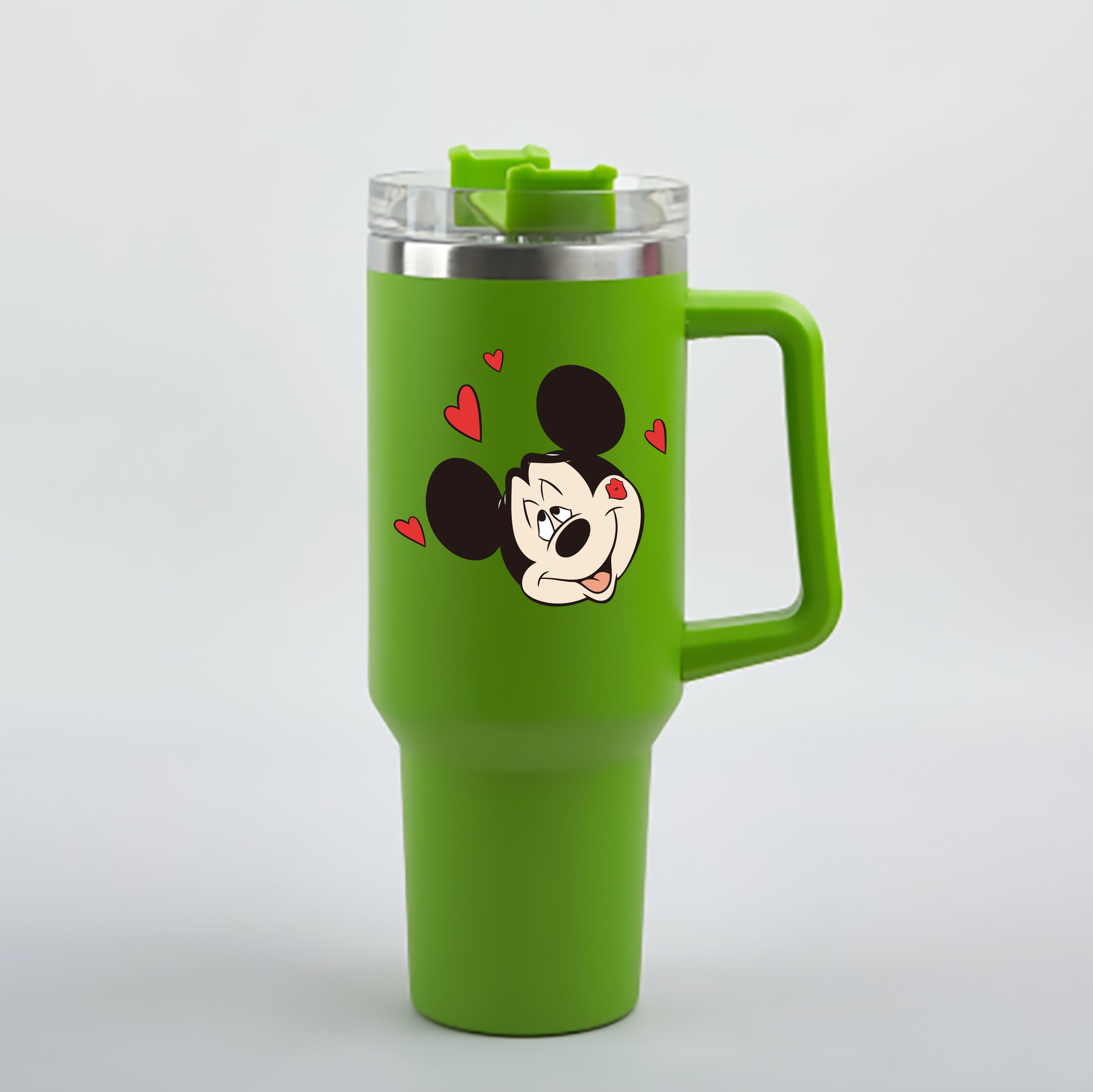 ミッキーマウス Mickey Mouse 1200mL車用タンブラー - クリスタルステッカー（プラスチックストロー付き）